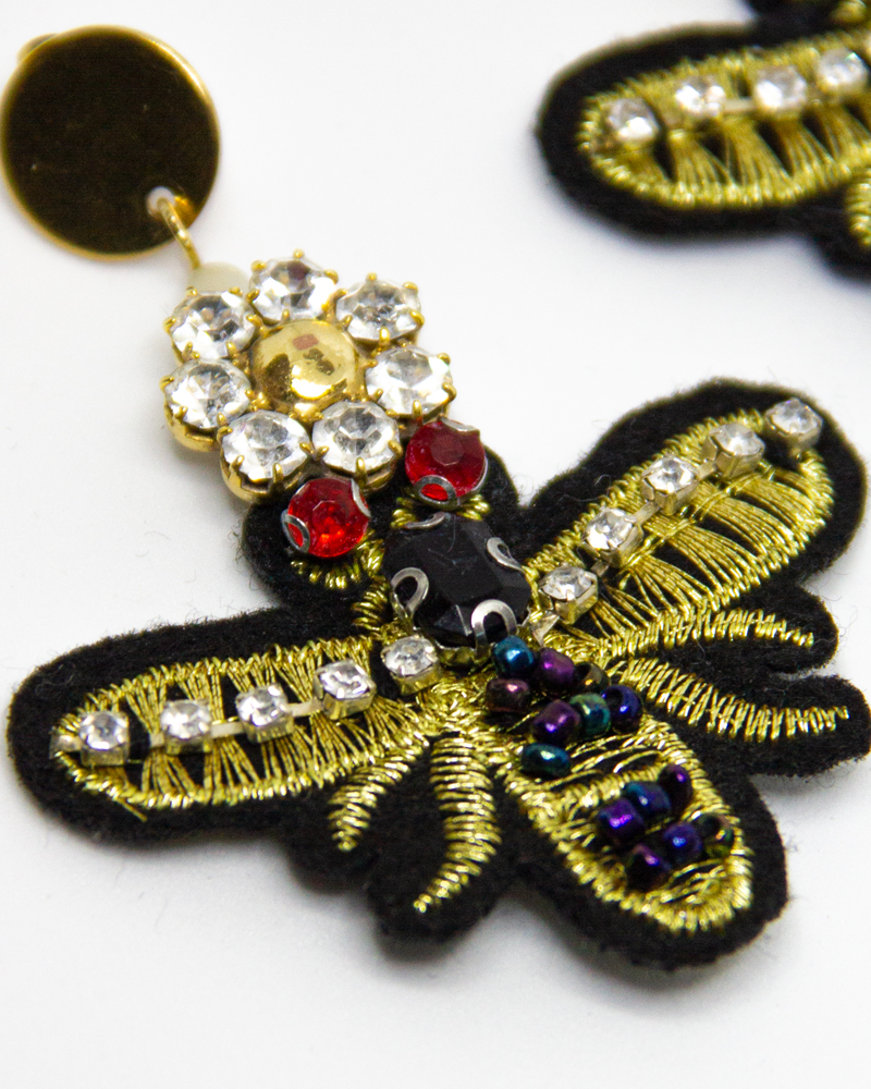 Applique Unique Upcycled Statement Earrings Reuse gucci inspo bees