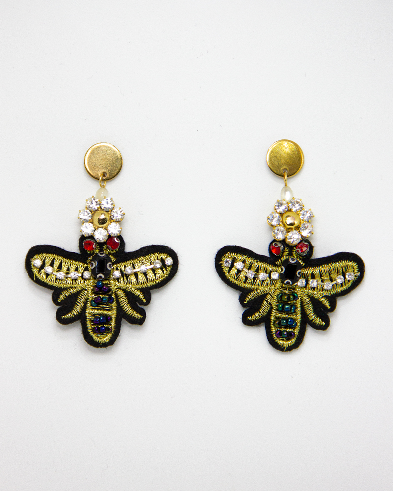 Applique Unique Upcycled Statement Earrings Reuse gucci inspo bees