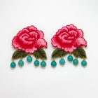 Applique Unique Upcycled Statement Earrings Reuse Frida kahlo inspiration