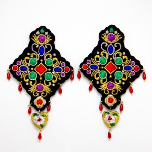 Applique Unique Upcycled Statement Earrings Reuse The Oriental