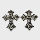 Cross shaped Unique Statement Earrings with rhinestones