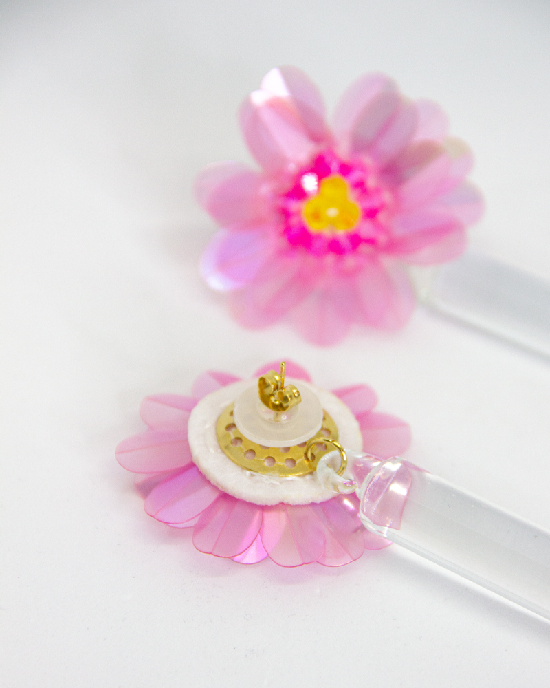 dahlia earrings eco-friendly, sustainable, handmade upcycled Jewelry