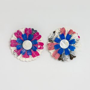 Stud earrings made from recycled plastic, laser-cut floral shaped