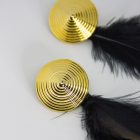 Dangle drop feather earrings, with black feathers. A gold touch with a dramatic look.